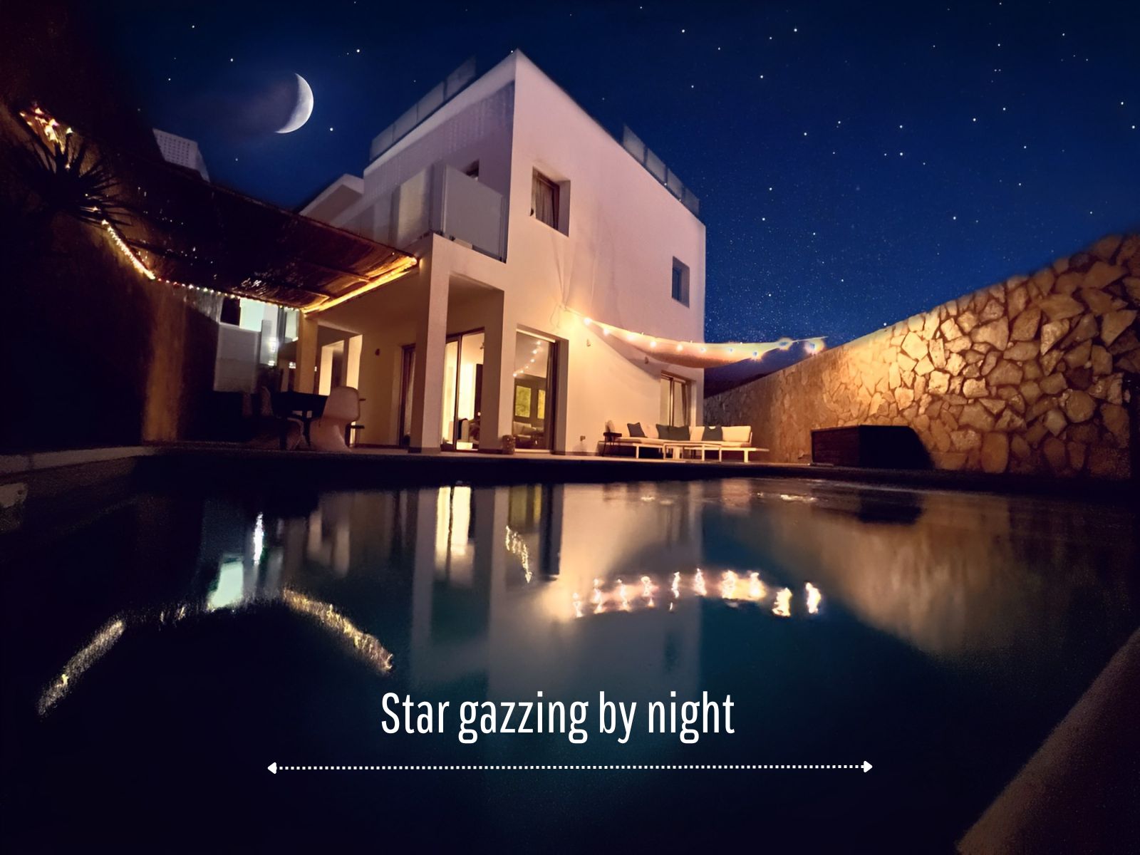 Villa at night under the stars